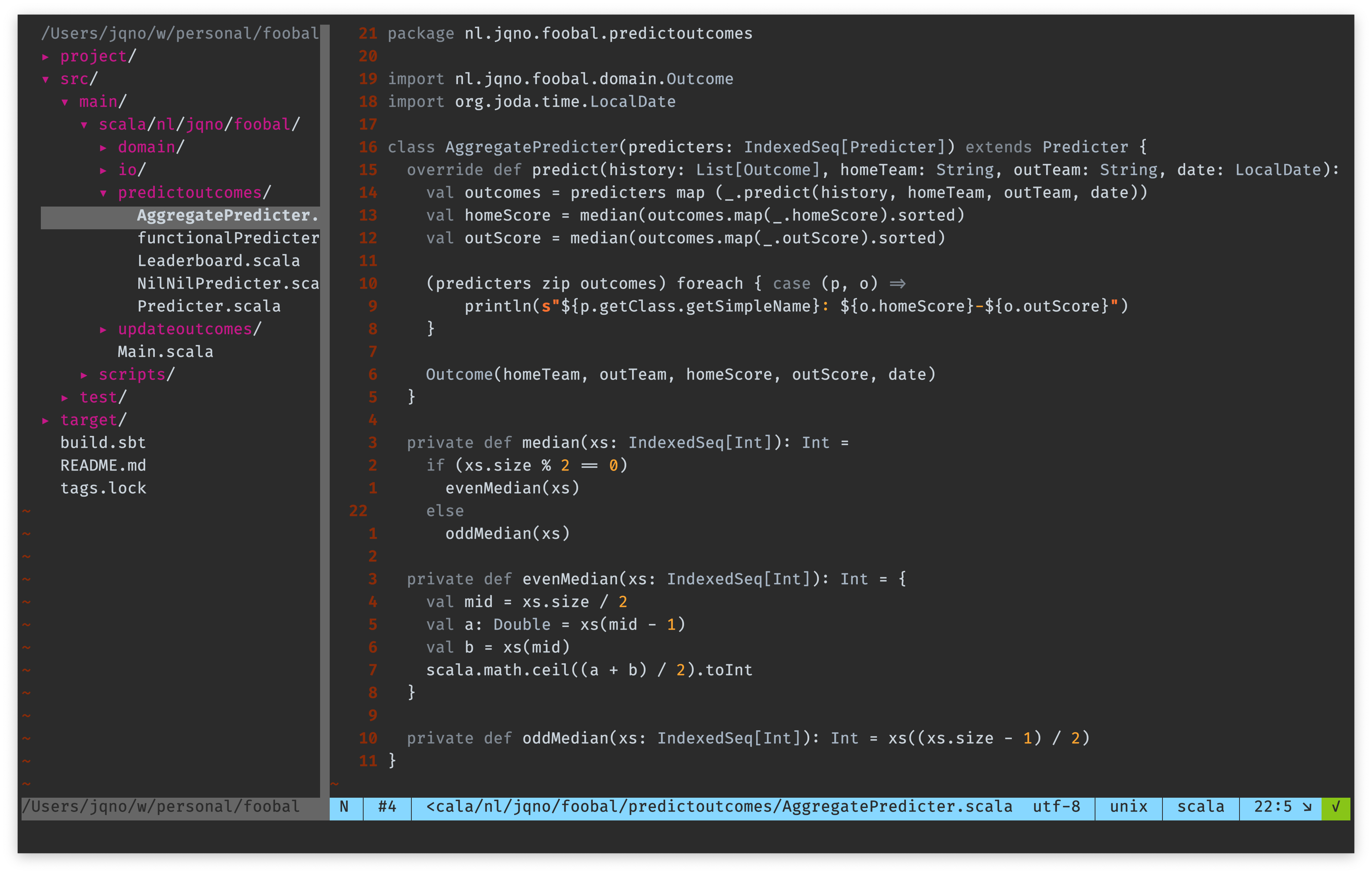 Scala with NERDTree in Vim